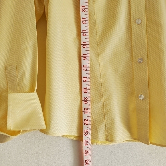 LIZ Claiborne Spring Yellow No Iron 100%  Cotton Shirt Petite 8 - Picture 6 of 13